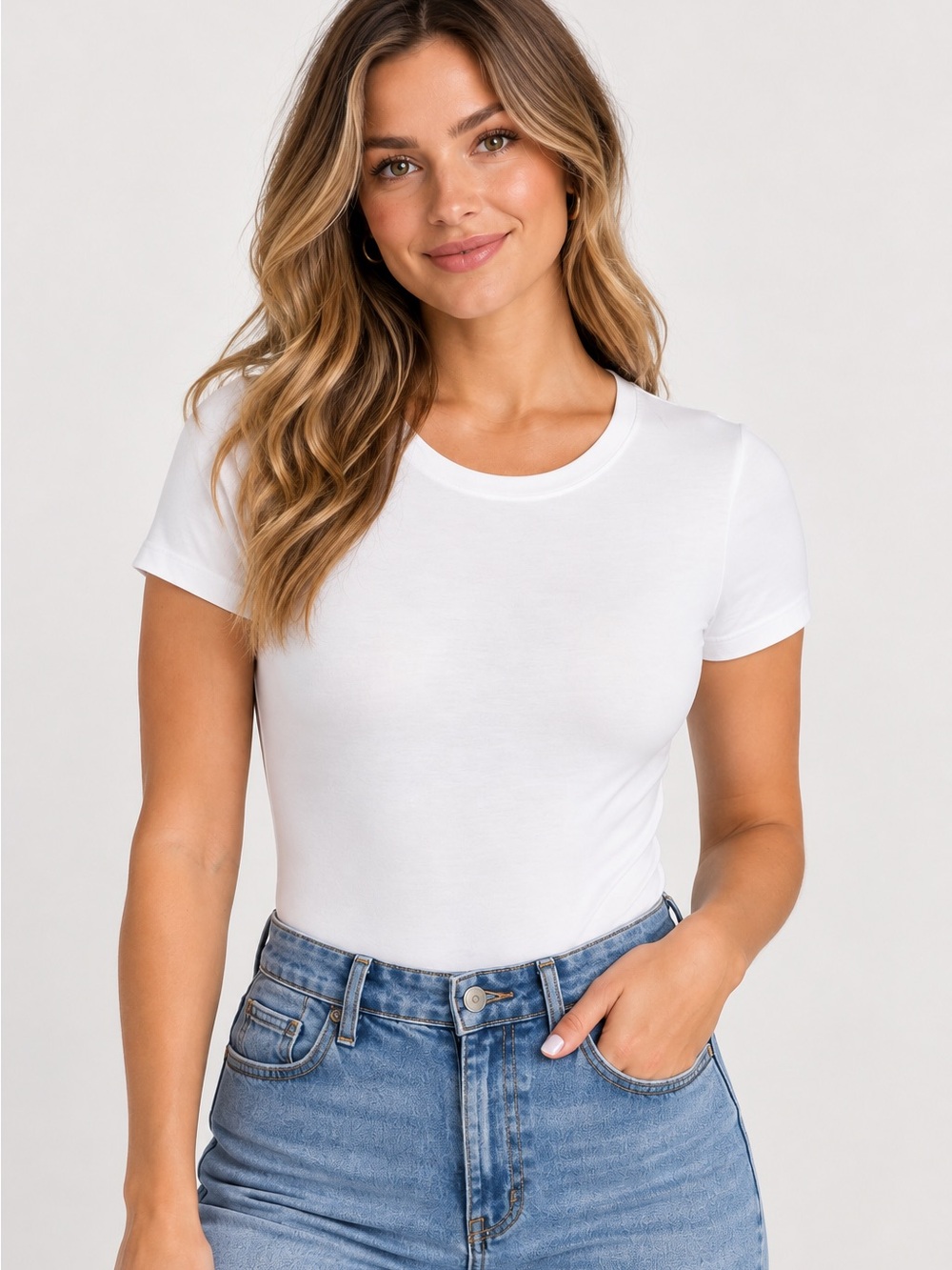 Express White Short Sleeve Crew Neck Bodysuit Size L NWT